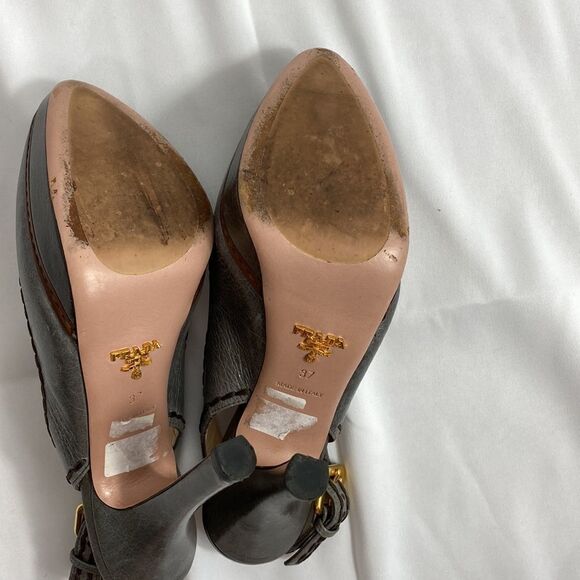 Prada Authentic Leather Slingback Heels Size 37 - Picture 7 of 9